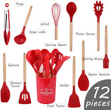 Check spelling or type a new query. Buy Rainberg 12 Pcs Silicone Natural Wooden Cooking Utensils Set For Non Stick Kitchen Sets Kitchen Utensils Set Spatula Set Kitchen Gadgets Cookware Set Kitchen Tool Set Red Online In Turkey