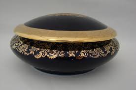 Limoges Castle France Navy Blue And 22 Kt Gold Trim Round Trinket Box Trinket Boxes Castles France Limoges