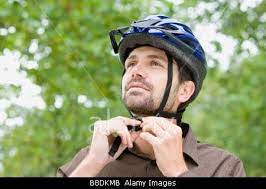 Stock Photo Man Wearing Bicycle Helmet Bicycle Helmet Helmet City Bike