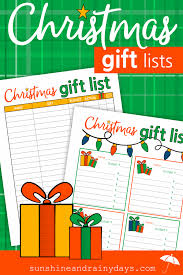 Find a birthday gift list help. Christmas Gift List Sunshine And Rainy Days
