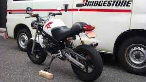 no 0153 ニックネーム ｄｕｃｋ ｓｐｅｅｄ 33 メーカー名 車種 年式 ｈｏｎｄａ モンキーr改 １９８７年３月 アピールポイント ｎｓｒ50 80用 ｆ足周り ｒ足回り移植 前後ディスクブレーキに タイヤサイズも12インチでサーキット 車種 タイヤ モーター