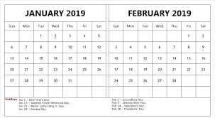 Pin On January 2019 Calendar With Holidays