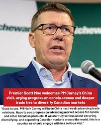 Premier Scott Moe welcomes PM Carney's China visit, urging progress