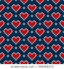Seamless Knitted Pattern With Hearts Valentine S Day Background Tig Isi Modelleri Kanavice Desenler