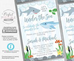 Under The Sea Baby Shower Invitation Ocean Animal Baby Shower Etsy Animal Baby Shower Invitations Baby Shower Invitations Sea Baby Shower