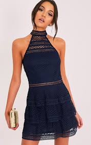 Navy Lace Panel Tiered Bodycon Dress In 2020 Lace Panel Dress Lace Dress Cotton Shift Dress