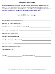 Responsible Action Sheet Coping Skills Education World No Response