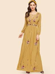 Plus Lace Up Front Flower Embroidered Maxi Dress Shein Sheinside Maxi Dress Womens Maxi Dresses Embroidered Maxi Dress