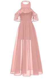Milano Bride Women S Elegant Lace Cocktail Prom Dress Illusion Halter Pary Formal Dress S Blush Chiffon Lace Dress Long Swing Dress Prom Party Dresses