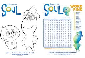 To celebrate the new movie in your home, download these free disney printables. Free Printable Disney Pixar Soul Printable Activity Sheets Enter To Win A Digital Copy Of Disney Pixar Soul Mrs Kathy King