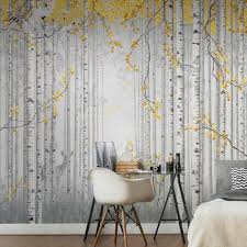 Real Birch Tree Wall Art Oil Painting Abstract Birch Trees Wallpaper Wall Mural Etsy Birch Tree Wallpaper Tree Wall Murals Tree Wallpaper