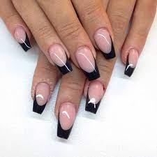 Black French Tip Coffin Nails French Tip Nails French Nail Art Black French Nails We took the coffin pattern because it is fashionable. black french tip coffin nails