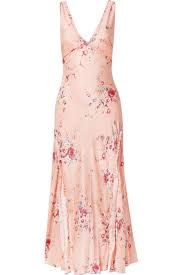 Kendall Ruffled Floral Print Silk Satin Maxi Dress