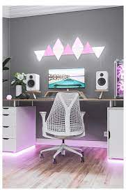 Pink Aesthetic Pc Gaming Room Setup Small Desk Setup Ideas Smalldesksetupideas In 2021 Gaming Room Setup Room Setup Game Room Design