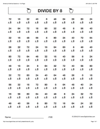 Dividing By 8 Division Math Worksheets With 6 Different Styles To Choose From Kids Math Worksheets Math Tutor 2nd Grade Math Worksheets