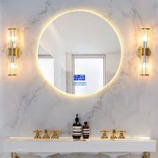 Installing and mounting a vanity to your bathroom wall is actually quite easy. Wall Mounted Bathroom Vanity Led Lighting Round Shape Backlit Mirror With Touch Switch Buy Wall Mounted Bathroom Mirror Round Shape Led Backlit Mirror Smart Mirror With Touch Swich Product On Alibaba Com