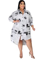 Check spelling or type a new query. Plus Size Newspaper Print Irregular Shirt Dress On Sale For Us 10 02 Www Lover Pretty Com