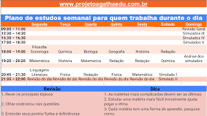 Quando começa a isenção do enem 2020? 3 Planos De Estudos Semanal Para Quem Trabalha Durante O Dia