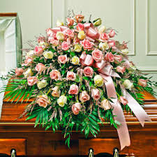 There are categorical types of casket flower arrangement that are being used nowadays. Pink White Rose Half Casket Cover Casket Flowers