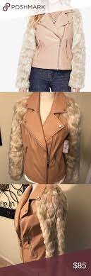 Guess Marco Faux Leather Fur Tan Jacket New Sizem Faux Leather Moto Jacket Tan Jacket Faux Leather