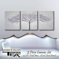 Black And White Tree Art Canvas Sale 24x10 Inches 3 Piece Canvas Art Grey Gray Black And Etsy 3 Piece Canvas Art Large Canvas Art Diy Black And White Wall Art