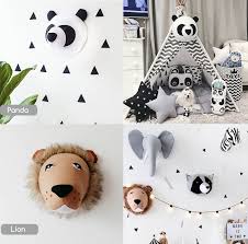 Animal Head Wall Decor Safari Nursery Decor For Kids Room Stuffed Animal Head Wall Mount Safari Wall Art Elephant Head Safari Party Bab Bebek Odasi Bebek