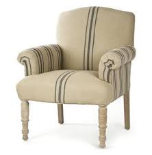 Rama French Country Blue Stripe Linen Accent Club Chair Furniture Comfortable Club Chairs Striped Chair
