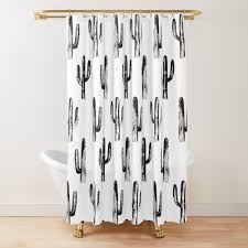 A showy shower curtain is just the ticket for creating the ultimate bathroom oasis. Black And White Cactus Modern Botanical Art Abstract Nature Pattern Cacti Illustration Shower Curtain By Remioni Girls Shower Curtain Animal Shower Curtain White Bathroom Decor