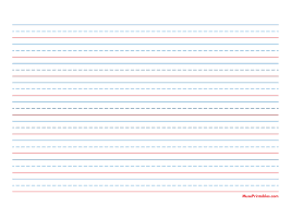 Different spaced lines for different ages; Printable Blue And Red Handwriting Paper 1 2 Inch Landscape For A4 Paper