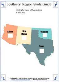 The six additional states that may or may not be included. Worksheets On The Southwest States