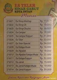 Kami akan memberitahumu jika harga turun! Selalu Diperbarui Menu Es Teler Sinar Garut Kota Intan Kelapa Gading