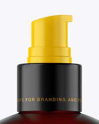 Download Frosted Amber Cosmetic Bottle With Pump Mockup In Bottle Mockups On Yellow Images Object Mockups