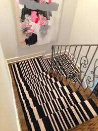 Black And White Stair Runner Black And White Stripe Stair Runner Contemporary Entrance Foyer Sally Wheat Interiors Stair Runner Striped Stair Runner Stairs