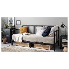 Fyresdal Kanapeagy 2 Matraccal Fekete Moshult Kemeny 80x200 Cm Ikea Day Bed Frame Fyresdal Ikea Bed