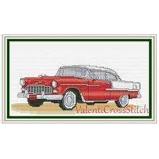 Chevrolet Cross Stitch Pattern Car Chevrolet 1955 Chevy Etsy Cross Stitch Cat Cross Stitch Pattern Stitch Patterns
