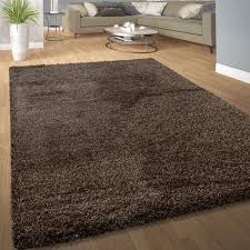 Teppich läufer shaggy hochflor braun 190x280; Hochflor Teppich Kuschelig Uni Farben Braun Teppichcenter24