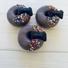 12 Blue Gold Mini Donuts Doughnuts Wedding Baby Bridal Christmas Sweets  Table Candy Buffet Birthday Favors Treats Gender Reveal Shower