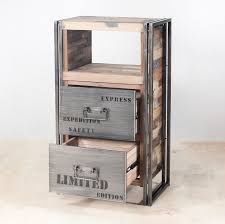 Meuble De Rangement Bois Recycle 2 Tiroirs 60x107 Caravelle Petit Meuble Rangement Rangement Bois Meuble Rangement