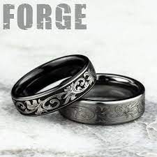 Men S Vintage Motif Tungsten And Grey Black Titanium Wedding Bands Mens Wedding Bands Tungsten Titanium Wedding Band Mens Wedding Rings
