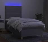 Amazon.com: Cama de somier con colchón y tela LED gris claro ...