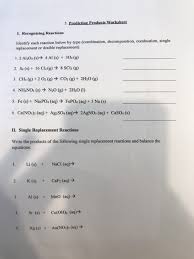 Single replacement reactions worksheet a. Solved 5 Predicting Products Worksheet I Recognizing Rea Chegg Com