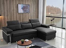 Living room sofa bed sectionals for small. Amazon Com Funrelax Black Corner Sectional Sofas Set Leather Pull Out Futon Couch Sofa Sleeper Bed With Storage Chaise L Shaped Living Room Furniture Set For Small Space 2 Seater Chaise Longue Modern Furniture Home