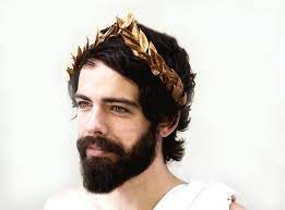 Gold Leaf Man Crown Hair Leaf Laurel Garland Greek Etsy Gold Leaf Headband Greek Headpiece Toga Costume