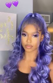 Light Purple Lace Front Wigs For Women Synthetic Wig Long Wavy Silver Hair Color Blue Hair Highlights Curly Hair Styles