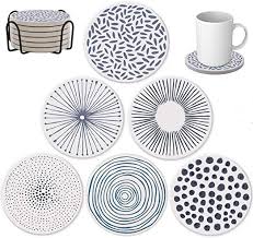 5 out of 5 stars. 6 Packs Bohemia Style Desk Absorbant Cup Mug Mats Ceramic Absorbing Stone Coasters With Cork Base Perfect Housewarming Gifts Home Decor Absorbent Drink Coasters Industrial Scientific Food Service Equipment Supplies
