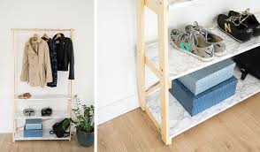 Tuto Fabriquez Un Portant A Vetements Avec Des Tablettes Effet Marbre En 2021 Rangement Deco Rangement Astuce Rangement
