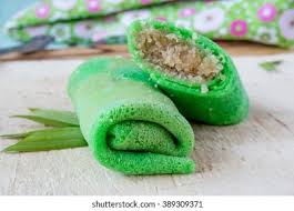 Kita buat kue dadar gulung yang sehat tanpa pewarna.berikut bahan2 yang diperlukan untuk pembuatan dadar gulung:bahan isi (unti):1 kelapa parut. Kue Dadar Gulung Dessert Made Glutinous Stock Photo Edit Now 389309371