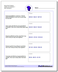 Money Word Problems Worksheet Addition Worksheet And Subtraction Worksheet 1 Www Dadsworksheets Com W In 2020 Money Word Problems Addition Words Addition Word Problems