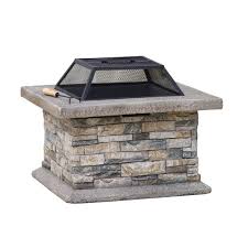The burning area of this fire pit measures 16.93 x 16.93 x 2.95, and its overall dimensions measure 28 x 28 x 9.06. Crestline 29 Concrete Wood Burning Fire Pit Square Natural Stone Christopher Knight Home Target