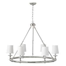 Great for dining rooms, kitchens or any space that needs a practical light fixture, each provides a bright glow and is available in a wide array of designs. Devon Round Chandelier Round Chandelier Chandelier Lighting Polished Nickel
